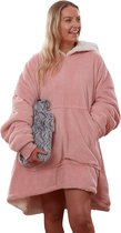 Hoodie Deken Ultra Zachte Sherpa Fleece Warm Cosy Comfy Oversized Draagbare Reus Sweatshirt Gooi voor Vrouwen Meisjes Volwassenen Mannen Jongens Kids Grote Pocket - Blush Roze
