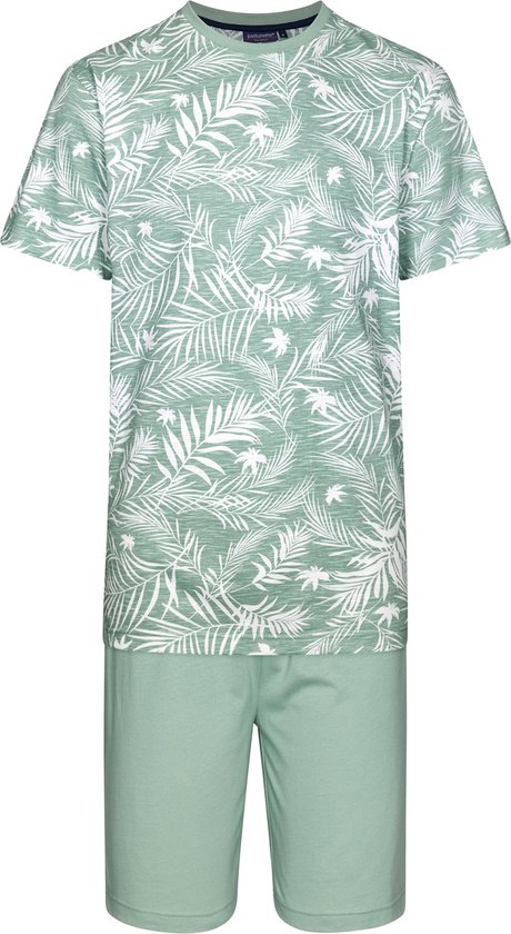 Pastunette Pyjama short Feuilles de Palmier Homme - Vert - Katoen Bio - Taille XL