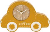 Kinderklok - auto okergeel - van hout voor kinderkamer en babykamer - decoratie accessoires - jongens en meisjes slaapkamer