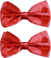 Toppers - Partychimp Carnaval verkleed vlinderstrikje zijdeglans - 2x - rood - polyester - heren/dames