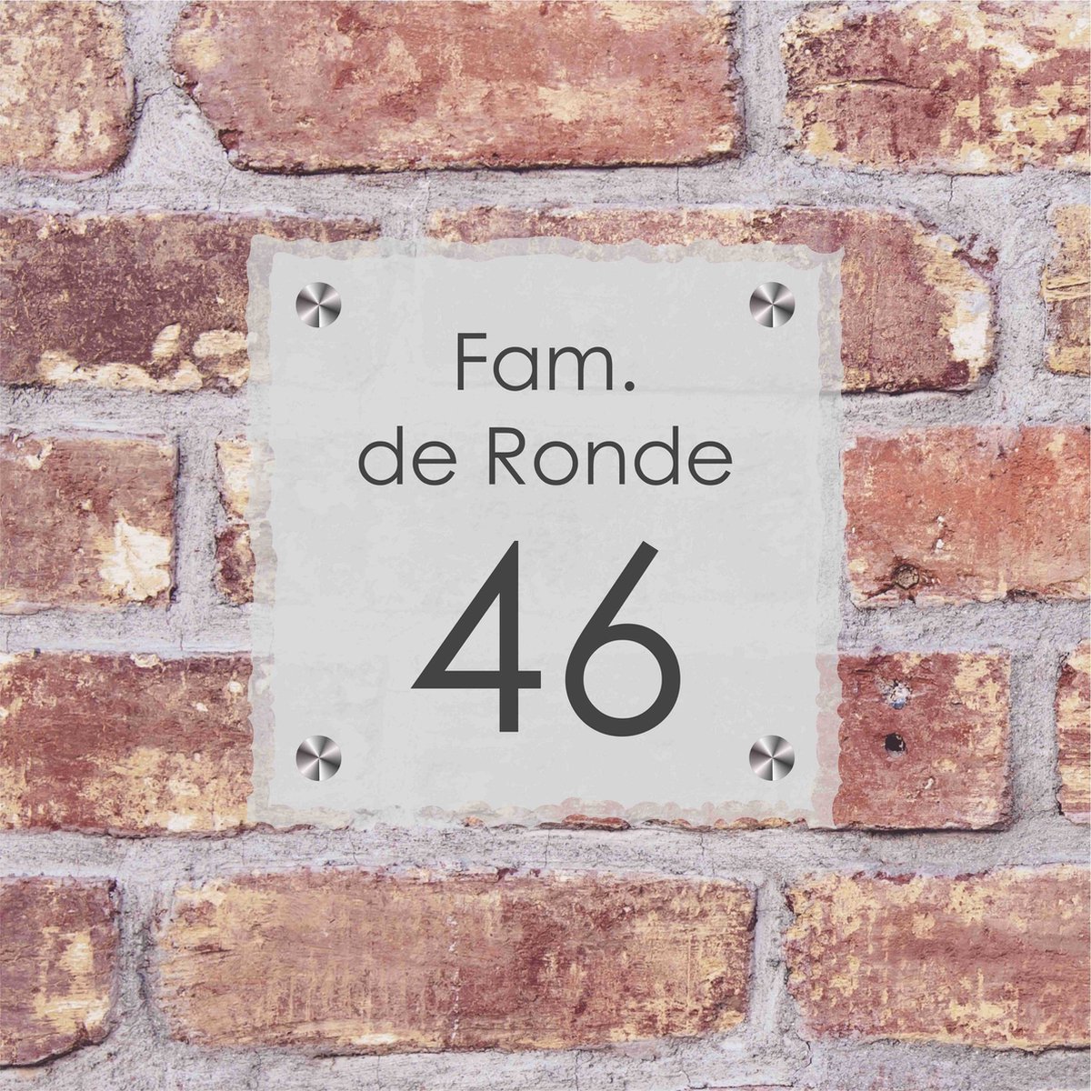 glazen naambordje - naambordje - glazen bordje - deurbordje - huisnummerbordje - familienaam - naamplaat - naambord - naamplaatje - Deurplaat - huisnummer - huisidentificatie - glas - huisnummerbord