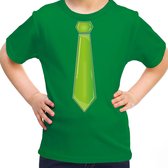 Bellatio Decorations Verkleed t-shirt voor kinderen - stropdas - groen - meisje- carnaval/themafeest 110/116