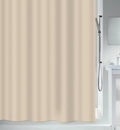 MSV Rideau de douche avec anneaux - beige - plastique Peva recyclé - 180 x 180 cm - lavable - Pour bain et douche