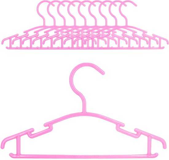 Intirilife 10x Cintres en plastique pour enfants en rose - 25,8 x 15 x 0,3 cm - Cintres pour vêtements de bébés et de tout-petits