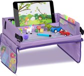 LITTLE BAKER TOYS® Reistafel kinderen - Autotafel - Speeltafel voor Auto, Trein of Vliegtuig - Opvouwbaar - Transparant uitwisbaar tekenveld - Paars