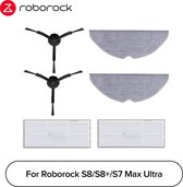 Pièces d'origine pour aspirateur robot Roborock - Kit Accessoires de vêtements pour bébé - Pour Roborock S8/S8+/S7 Max Ultra- Filtre lavable 2, chiffon de vadrouille 2, brosse latérale * 2