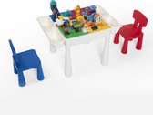 【Profi Promo】Bouwtafelset inc. 80 bouwblokken voor LEGO & DUPLO - Multifunctioneel Kinderbouwtafel met 2 stoelen + 4 Opbergbakken - Constructietafel, Kinderwerktafel, Speeltafel, Zandbak, Watertafel - Kindertafel en stoelen - Klassieke Lego-kleuren