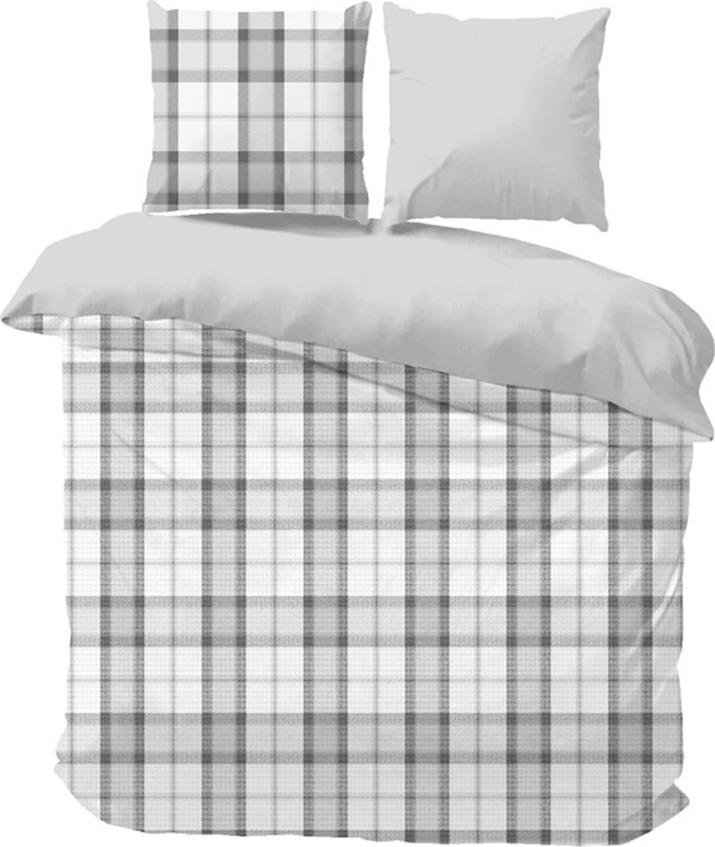 iSleep Dekbedovertrek Kees - Tweepersoons - 200x200/220 cm - Grijs