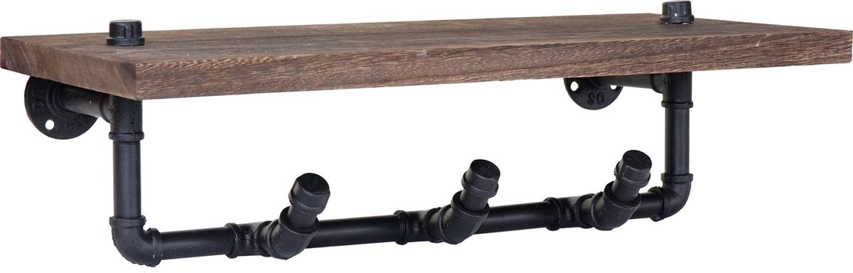 MCW Wandkapstok MCW-C45, opbergrek hangende kapstok kapstokpaneel, industrieel ontwerp bruin
