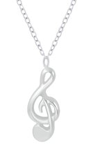 Joy|S - Zilveren muzieksleutel hangertje met ketting - G sleutel muziek - voor kinderen