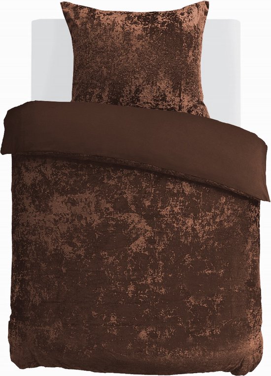 Velvet Couture Dekbedovertrek - 140x200/220 cm - Crushed Velvet - Chocolade Bruin