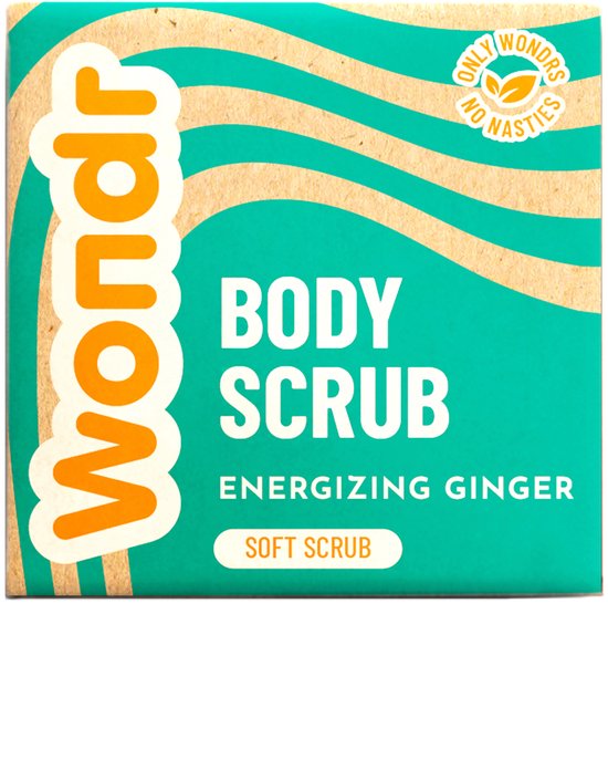 WONDR Scrub bar - Energizing Ginger - Gevoelige tot normale huid - Hydraterend - Verkwikkend - Zeepvrij - 110g