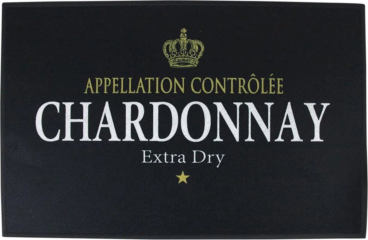 deurmat wijn chardonnay zwart 75x50cm