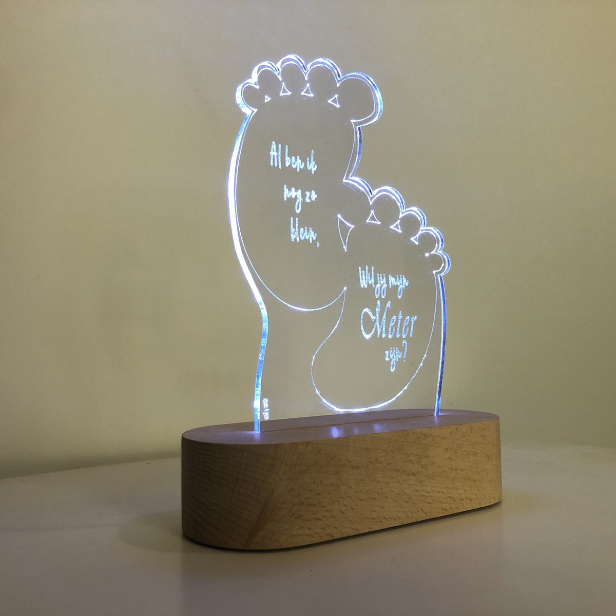 Nachtlamp (LED) wil jij mijn Meter zijn? | voetjes | meter vragen | meter worden | peettante vragen | peettante worden | doosje met een vraag | cadeau | origineel | allerliefste van de wereld