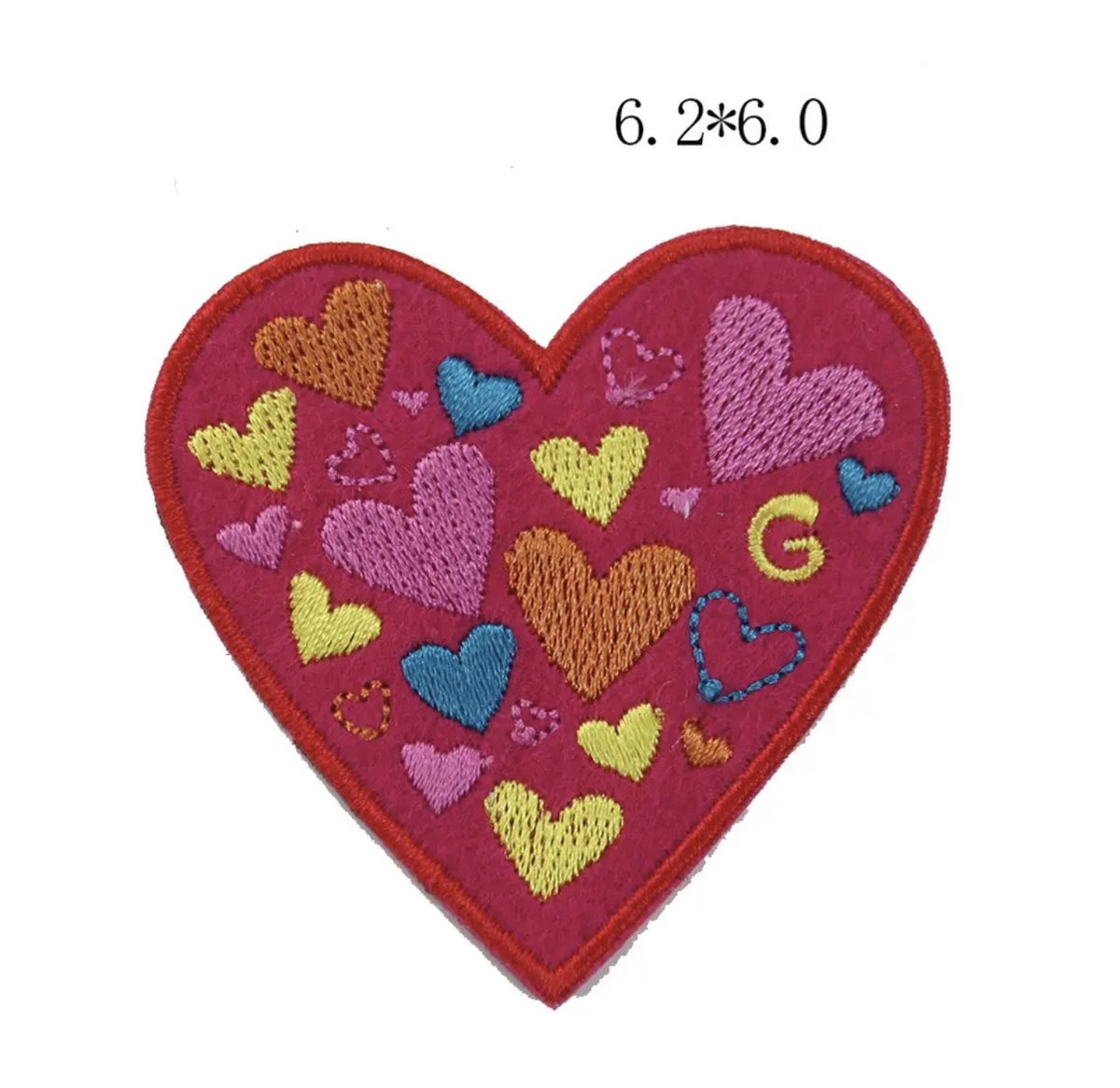 Retro Hart strijkapplicatie strijk embleem - patch - patches - stof & strijk applicatie 7 x 4 cm carnaval