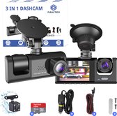 Fleau Tech Dashcam Voor Auto 3 in 1 - Voor en Achter Camera - Bewegingsdetectie en Parkeerstand - G-Sensor - Full HD - 170° Groothoeklens - Loop Recording - Micro SD-kaart 32 GB