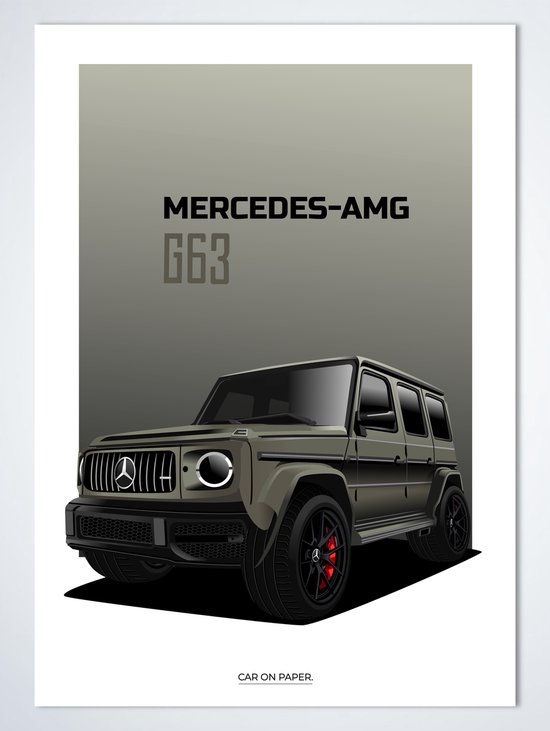 Mercedes AMG G63 op Poster - 50 70cm - Auto Poster Kinderkamer / Slaapkamer / Kantoor