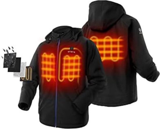 Glimera Verwarmde jas, verwarmde jas voor dames en heren, verwarmde jas met capuchon, warme jassen, winddicht, Blauw, 6XL
