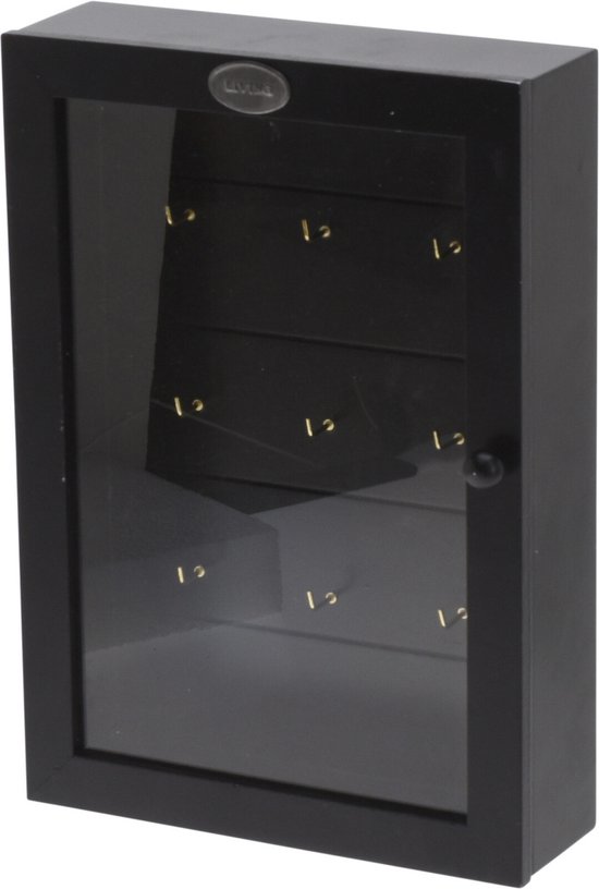 Houten sleutelkast/sleutelkluis zwart 19 x 27 cm - Sleutels opbergen