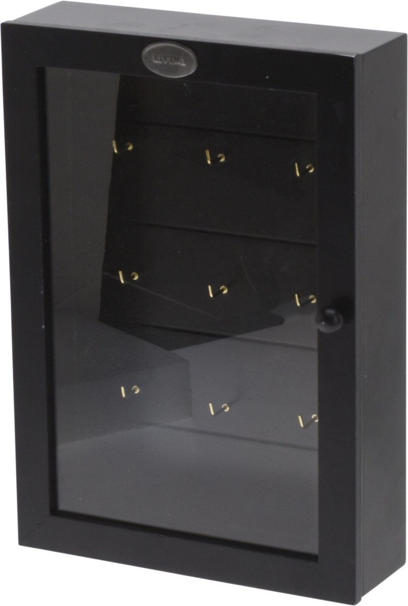 Houten sleutelkast/sleutelkluis zwart 19 x 27 cm - Sleutels opbergen - H&S Collection