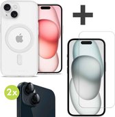 iMoshion Hoesje Geschikt voor MagSafe & Screenprotector Gehard Glas & 2 Pack Camera Lens Protector Geschikt voor iPhone 13 - Transparant