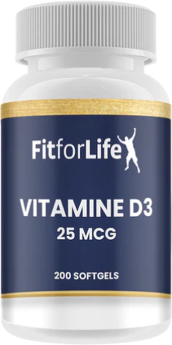 Fit for Life Vitamine D3 - Ondersteunt het immuunsysteem - Draagt bij aan gezonde spieren en botten - 25mcg - 200 softgels