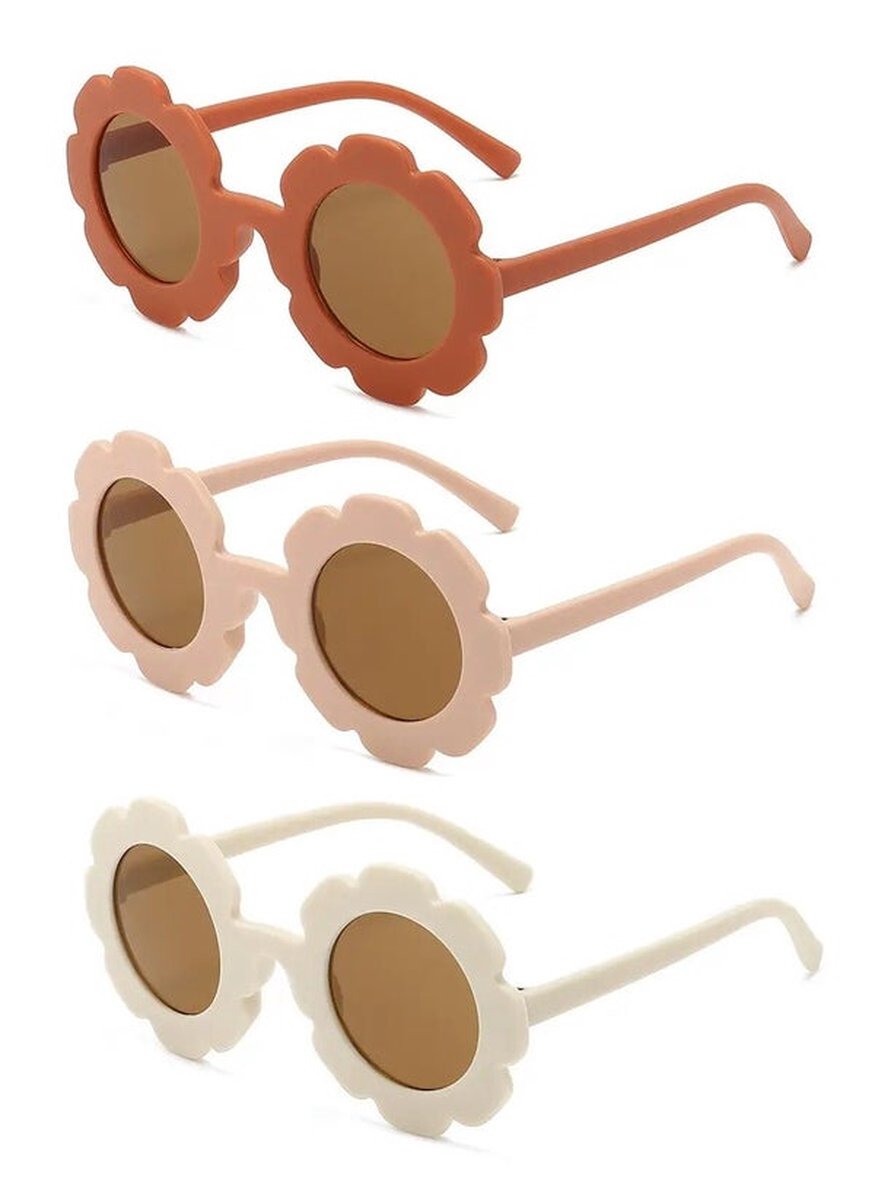 3 Stuks - Meisjes Bloemvorm Zonnebrillen - 3-8 jaar - UV bescherming
