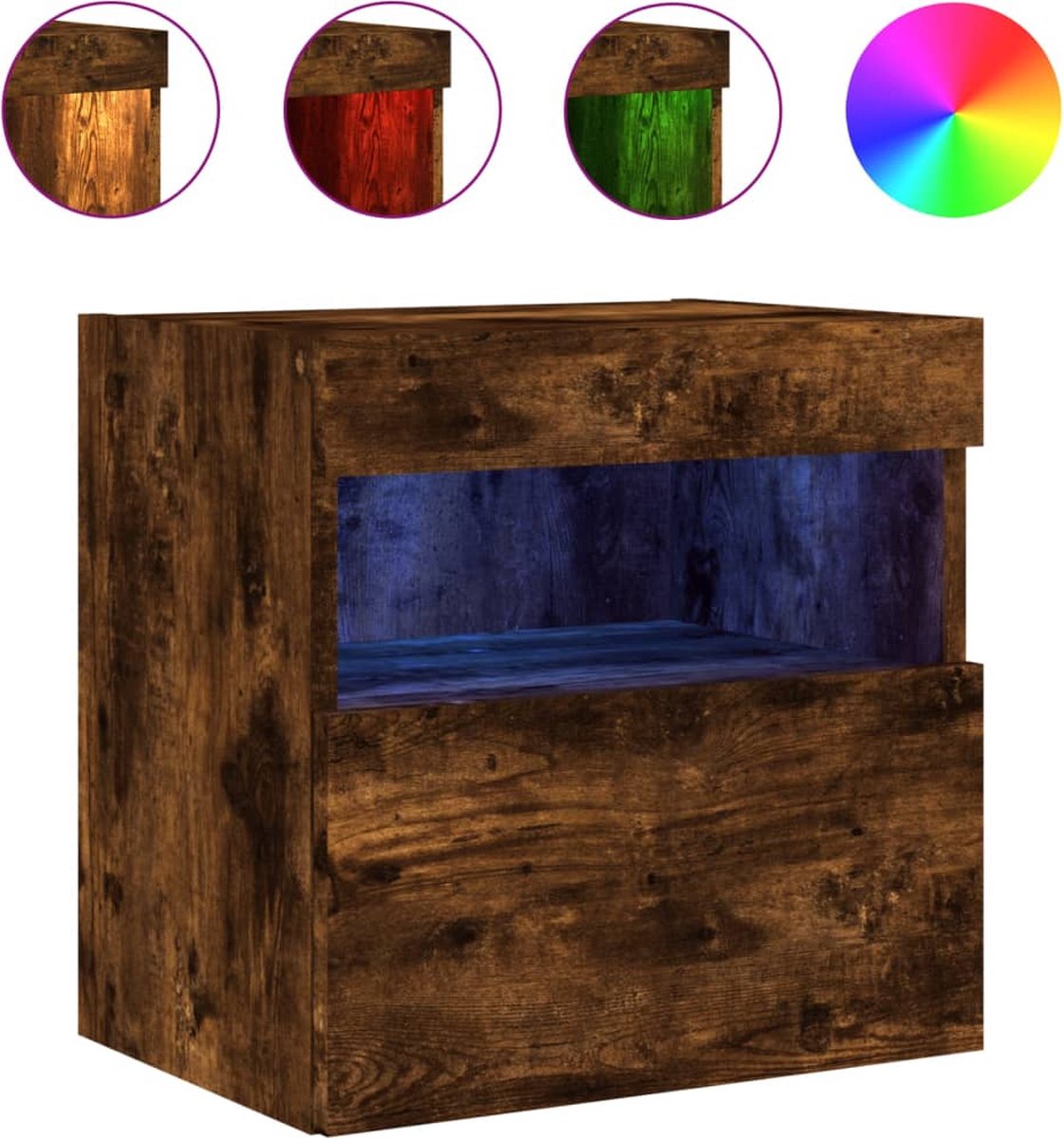 vidaXL - Tv-wandmeubel - met - LED-verlichting - 40x30x40 - cm - gerookt - eiken