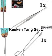 Quttin-Keukentang-Vleestang-Serveertang-BBQ tang-Barbecuetang-Keukentang RVS- 30 cm en 35 cm