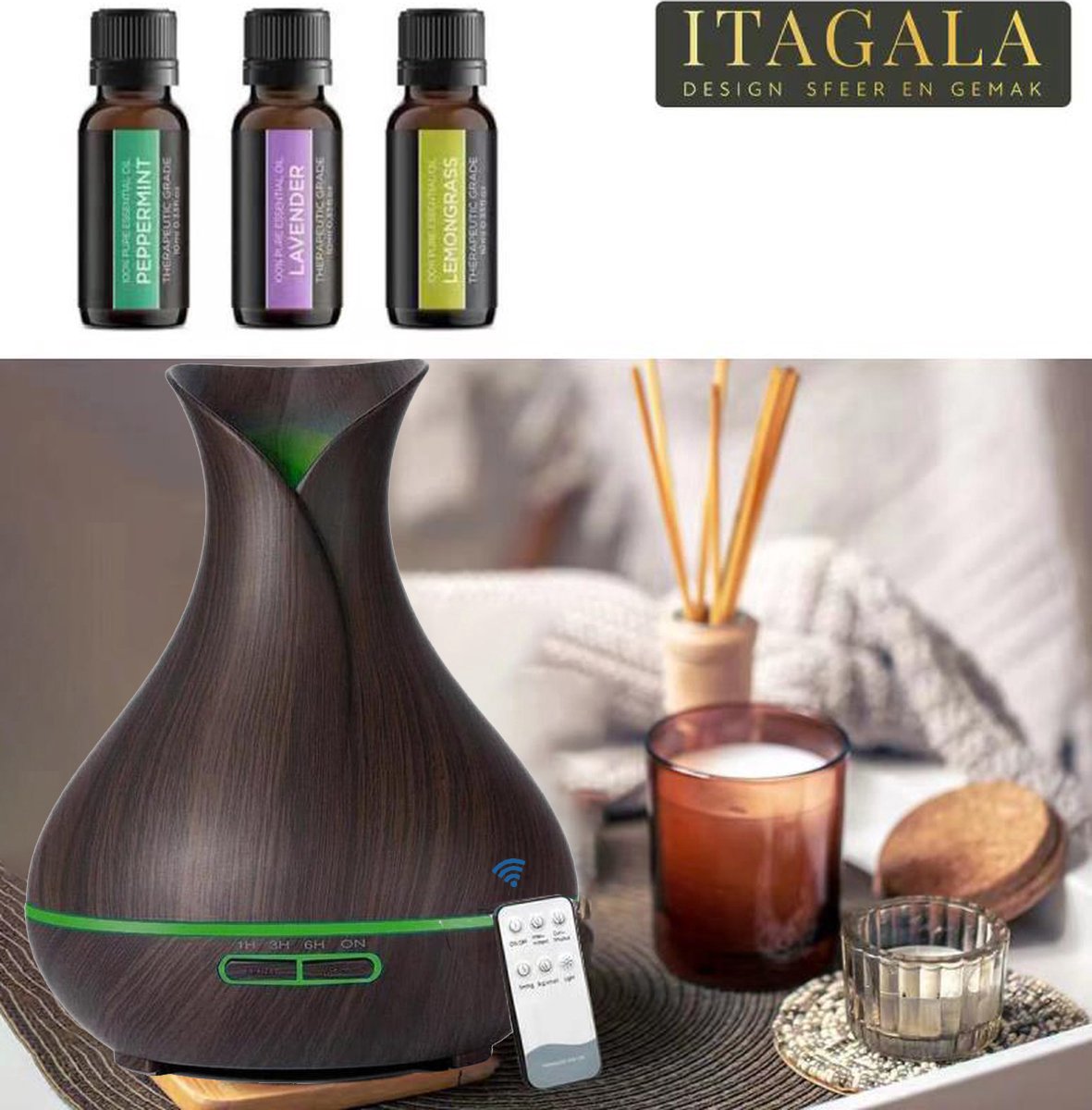 Itagala Geurverspreiders | Aroma diffuser Vaas | Donkerbruin