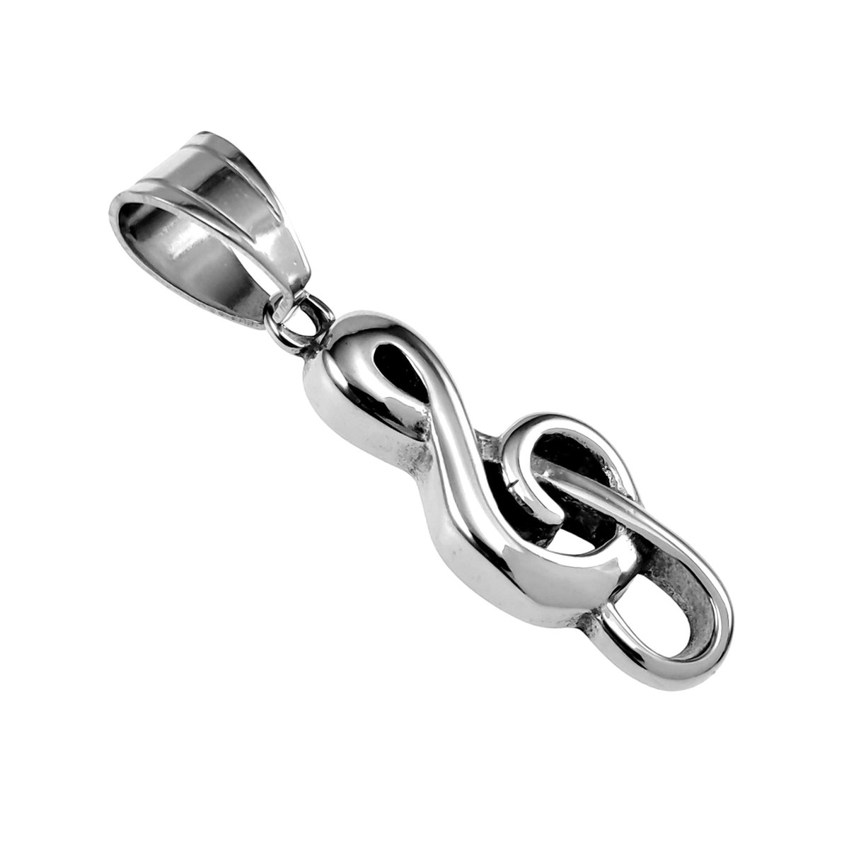 Muzieknoothanger Unisex - Gepolijst RVS - Symbolische Muzieknoot Hanger Dames - Heren