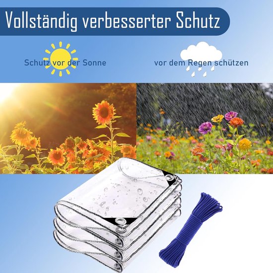 Dekzeil, Pvc, Waterdicht, Transparant, Met Ingestanste Ringen Weerbestendig Slijtvast Opvouwbaar 0 35 Mm Regenbescherming Dekzeil Voor Tuinmeubelen Planten Kas Hondenhok 1 3 X 2 M 692628969