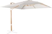 sweeek - Offset vierkante parasol 3x3m met houteffect - falgos - offset parasol kantelt, vouwt en draait 360°