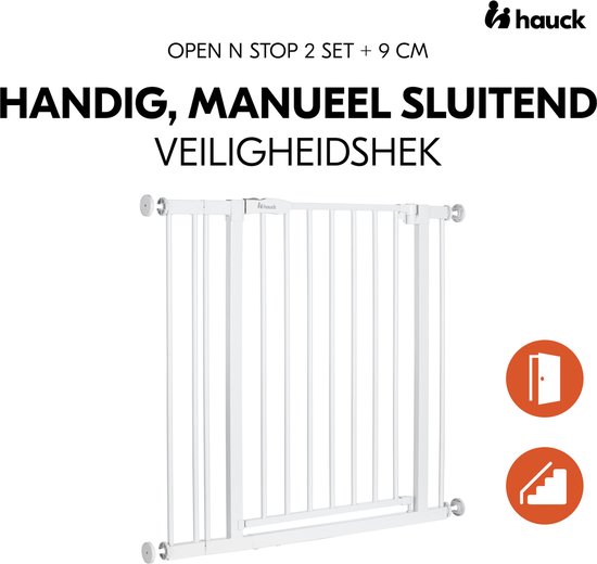 Hauck - Türschutzgitter / Treppenschutzgitter Open N Stop 2 Inkl. 9 Cm Verlangerung Turstopper 3er Pack