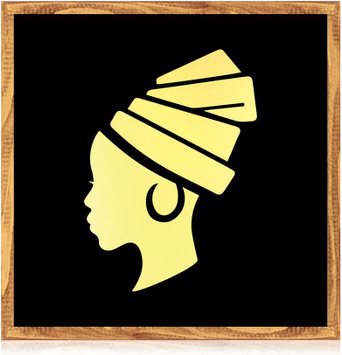 Wanddecoratie - Spiegel Afrikaanse vrouw 2 - Goud - schilderijen woonkamer - 30x30 cm - Posterlijst - Muurdecoratie