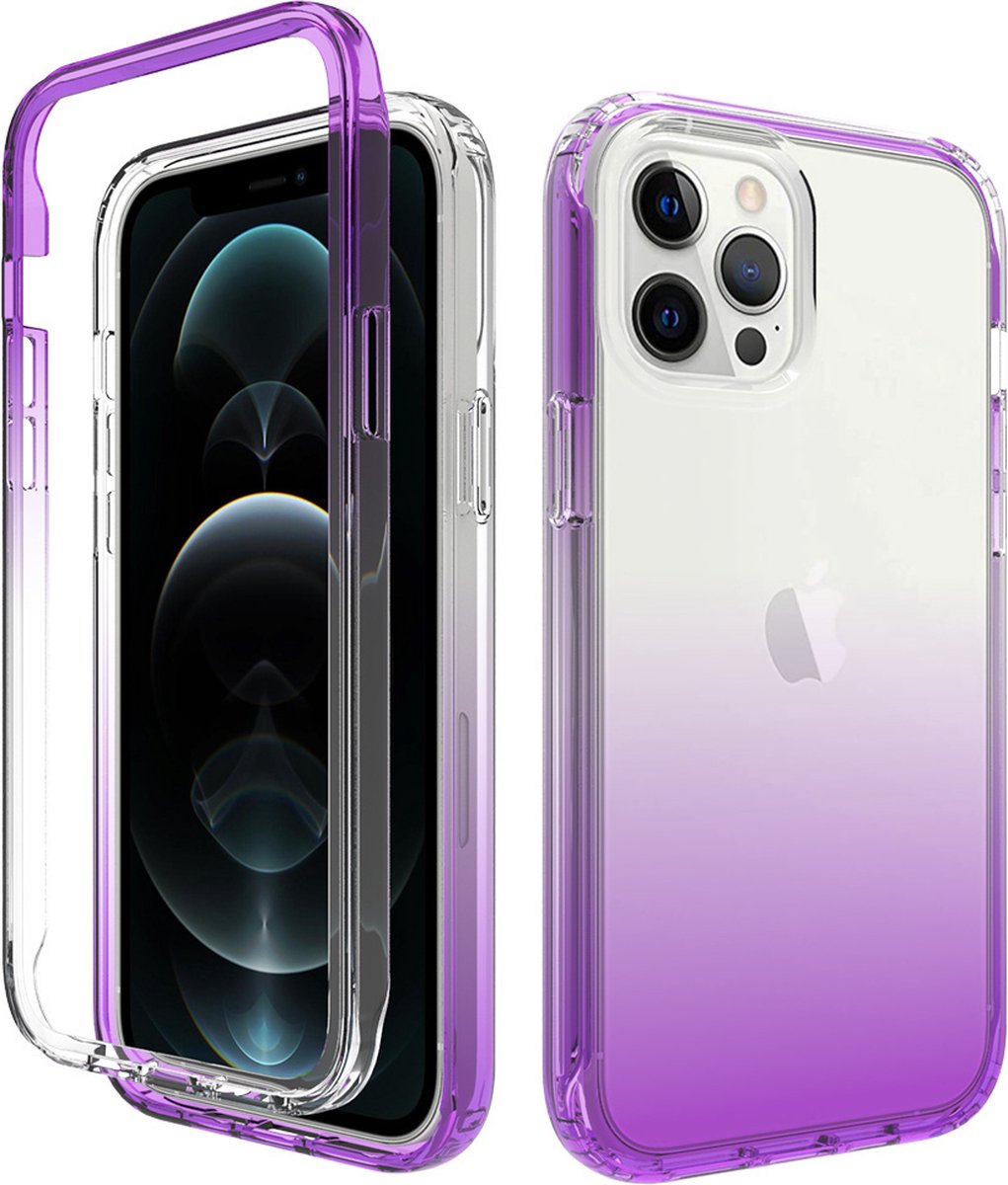 Hoesje geschikt voor iPhone 13 - Full body - 2 delig - Shockproof - Siliconen - TPU - Paars