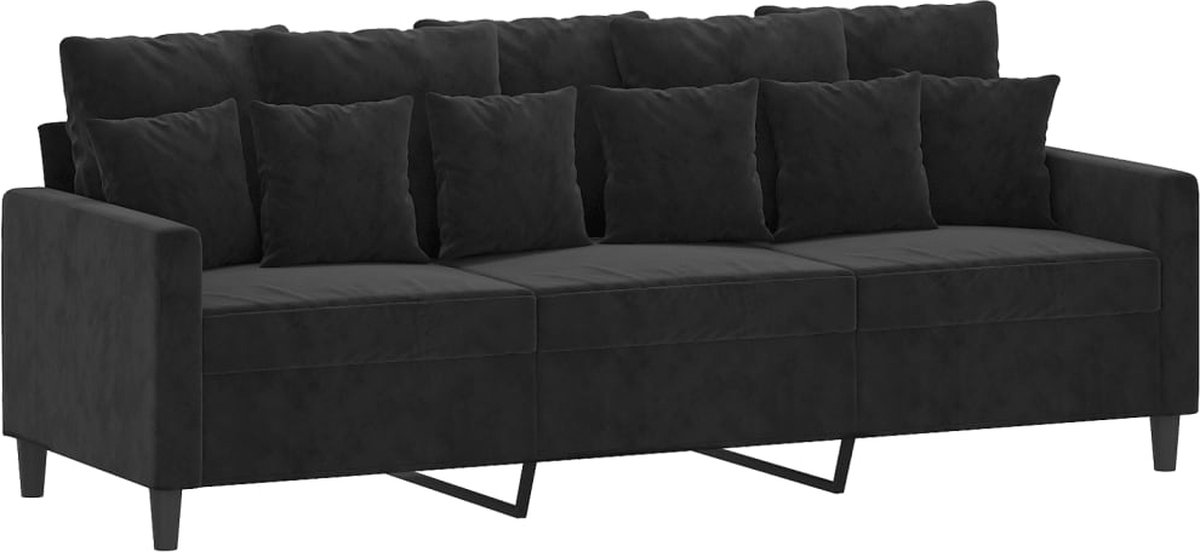 vidaXL Driezitsbank - 180 - cm - fluweel - zwart