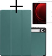 Hoesje Geschikt voor Samsung Galaxy Tab S9 FE Hoesje Case Hard Cover Hoes Book Case Met Uitsparing Geschikt voor S Pen Met Screenprotector - Donkergroen