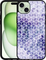 Cazy Hardcase Hoesje geschikt voor iPhone 15 Plus Paars Hexagon Marmer