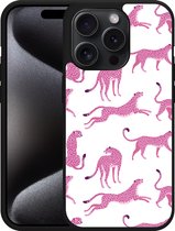 Cazy Hardcase Hoesje geschikt voor iPhone 15 Pro Roze Cheeta's