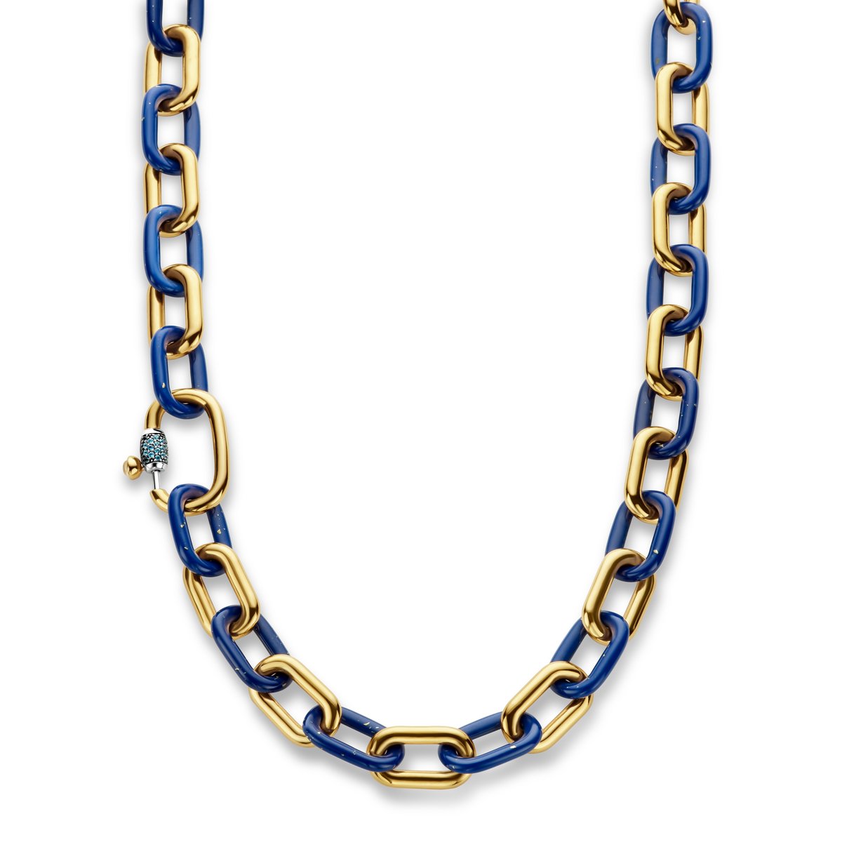 TI SENTO Dames Ketting - 925 zilver - Zwart - Maat 45 - 34005BL