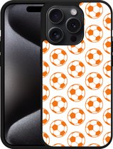 Cazy Hardcase Hoesje geschikt voor iPhone 15 Pro Orange Soccer Balls