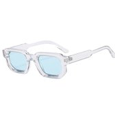 Prestige Eyewear - Zomerse Zonnebril - UV 400 - Incl. Lederen Brillenkoker - Hoog Kwaliteit - Vrouwen en Heren - Festival Brillen - Modieuze Zonnebril - Transparant Bleu -