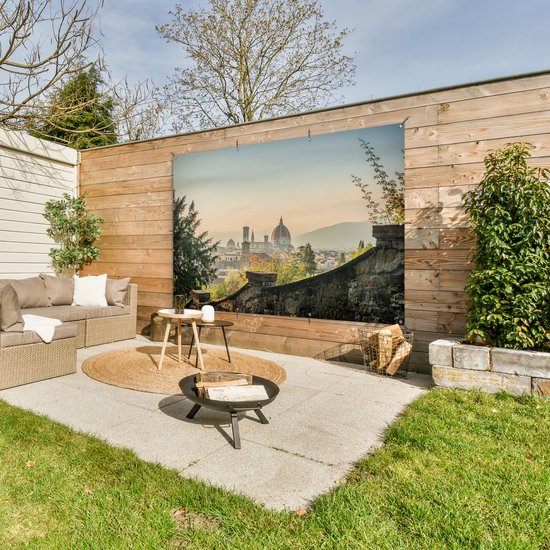 Décoration murale Italie - Ville - Florence - Mur - 180x120 cm - Affiche de jardin - Toile de jardin - Affiche d'extérieur