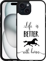Cazy Hardcase Hoesje geschikt voor iPhone15 Life is Better with Horses