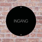 Label2X - Bordje Ingang 25 x 25 cm - Wit met zwarte tekst - Zonder boorgaatjes - deurbord