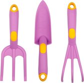 3-delige hand tuingereedschap set voor kinderen en vrouwen, tuingereedschap set van sterk polypropyleen, handvork, klauwen, smalle schep