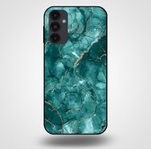 Smartphonica Telefoonhoesje voor Samsung Galaxy A14 met marmer opdruk - TPU backcover case marble design - Goud Groen / Back Cover geschikt voor Samsung Galaxy A14
