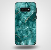 Smartphonica Telefoonhoesje voor Samsung Galaxy S10E met marmer opdruk - TPU backcover case marble design - Goud Groen / Back Cover geschikt voor Samsung Galaxy S10E