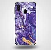 Smartphonica Telefoonhoesje voor Samsung Galaxy A20E met marmer opdruk - TPU backcover case marble design - Goud Paars / Back Cover geschikt voor Samsung Galaxy A20e